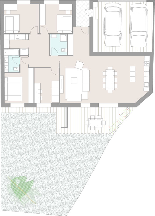 Plano Chalet con pérgola